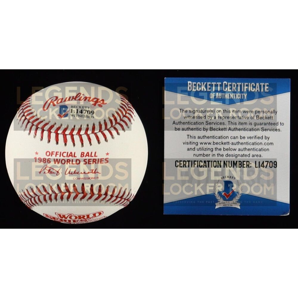 Reggie Jackson & Darryl Strawberry Signed 1986 World Series Logo Baseball